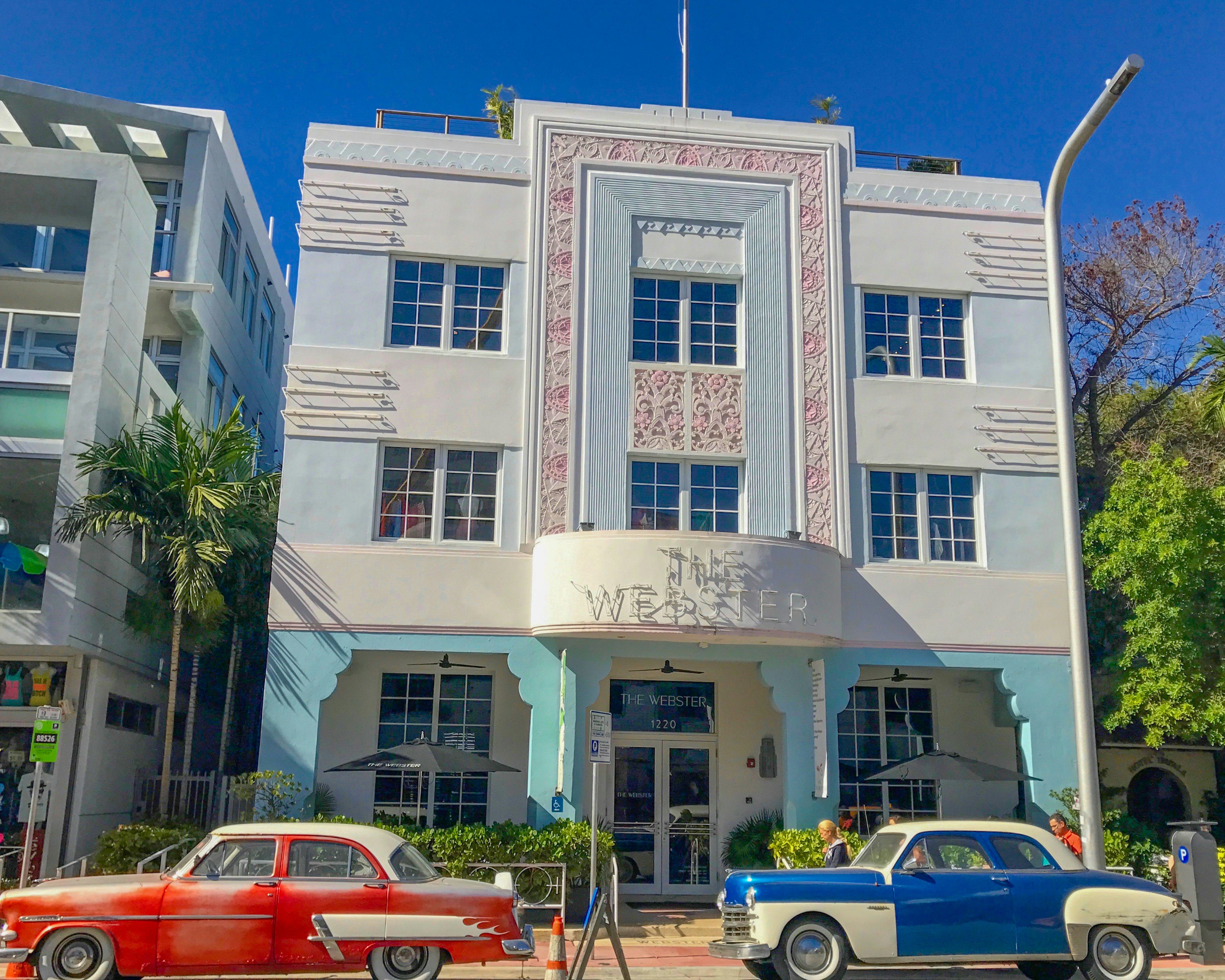 white and blue concrete building